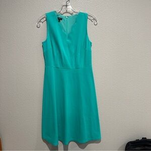 Talbots Ponte Scallop-Neck Fit-And-Flare Dress in Aqua Green
